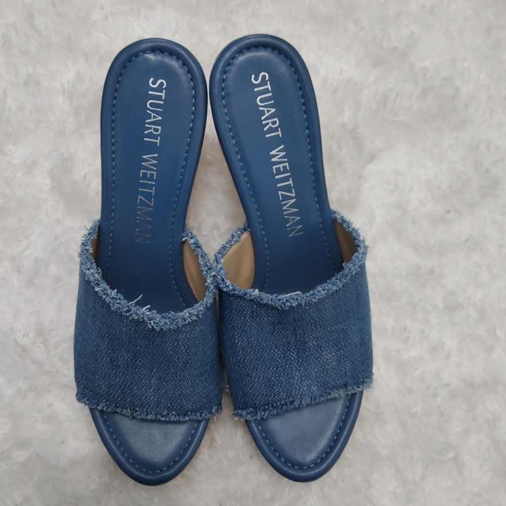 Stuart Weitzman Denim Studded Clogs - Picture 4 of 7